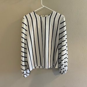 Shein Black and White Striped Blouse Sz S
